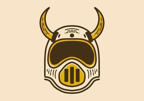 helmet with horns on top retro vintage art vector