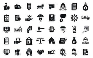 Liability icons set simple vector. Longevity annuity vector