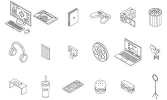 Stream icons set vector outline