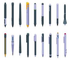 Digital pen icons set isometric vector. Graphic tool vector