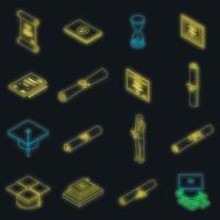 Degree icons set vector neon