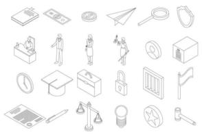 Justice icons set vector outline