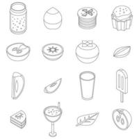 Persimmon icons set vector outline