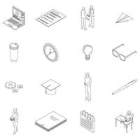 Preparation for exams icons set vector outline