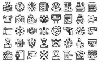 Security guard icons set outline vector. Police standing vector