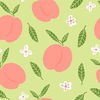 peach seamless pattern hand drawn doodle. vector, minimalism. food, fruit, print, wallpaper textiles wrapping paper decor vector