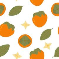 persimmon seamless pattern hand drawn. , minimalism. wallpaper, background, textile wrapping paper fruit leaves flowers vector