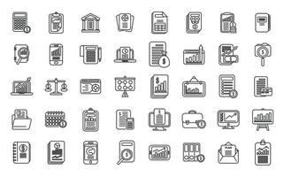 Financial planning icons set outline vector. Manage risk vector