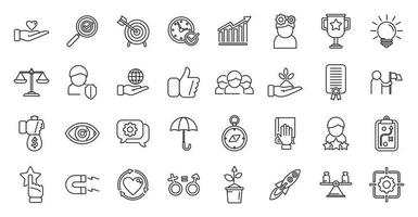 Core values icons set outline vector. Client innovation vector