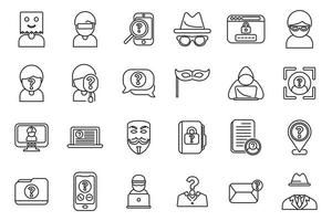 Anonymous icons set outline vector. Human hidden