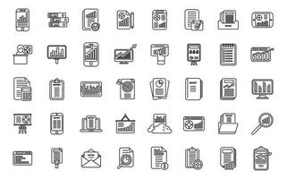 Business report icons set outline vector. File document vector