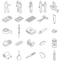 First medical aid icons set vector outline