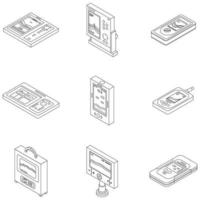 Echo sounder icons set vector outline