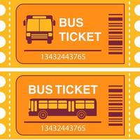 Bus ticket.Public transport.Bus side view and in front. Flat vector.Isolated on white background. vector