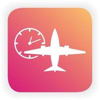 Plane clock icon gradient.Passenger jet .Timer symbol.Flat vector logo.Isolated on white background.