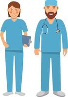 Doctors characters.Female doctor.Medical hospital staff people.Surgeon man and woman.Flat vector.Isolated illustration.Isolated on a white background. vector