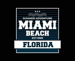 miami beach florida tipografía vector diseño de camiseta