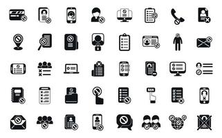 Blacklist icons set simple vector. Person account vector