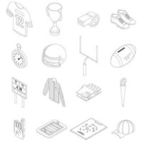 American football equipment icons set vector outline