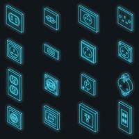 Power socket icons set vector neon