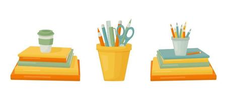 study and work elements set vector