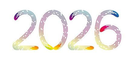 New Year 2026 from rainbow gradient dotted lines on white background. vector