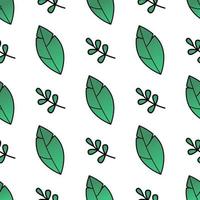 Seamless natural pattern with two types of staggered green leaves on a white background. Freshness, organic, vegetarian concept vector