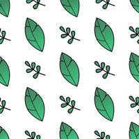 Seamless natural pattern with two types of staggered green leaves on a white background. Freshness, organic, vegetarian concept vector