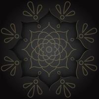 tarjeta de diseño indio en papel con patrón de rangoli y mandala sobre fondo negro vector