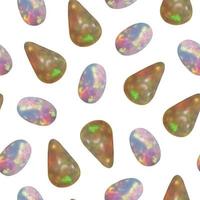 Gems are scattered on a white background.Gemstones and jewelry seamless pattern. For wallpaper, wrapping paper, textiles. vector