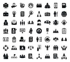 Human resources icons set simple vector. Leadership mentor vector