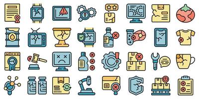 Defective product icons set vector flat
