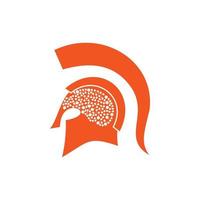 logotipo de ilustración de tecnología de cerebro espartano vector