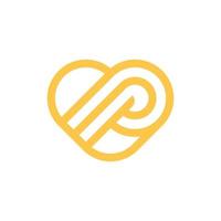 Letter P Love Line Geometric Logo vector