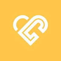 logotipo de empresa geométrica de amor de letra c vector