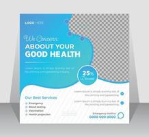 Corporate Medical healthcare service social media post template design. Hospital, doctor, clinic, and dentist health care square flyer vector