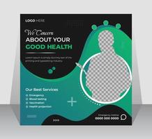 Modern minimalist medical health care services social media post template design or web banner promotion square flyer and poster for marketing vector