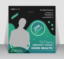 Modern minimalist medical health care services social media post template design or web banner promotion square flyer and poster for marketing vector