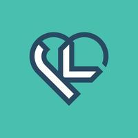 Letter K Love Line Geometric Modern Logo vector