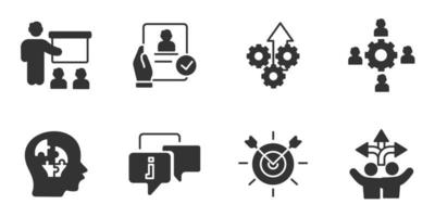 conjunto de iconos de tutoría. elementos de vector de símbolo de paquete de mentores para web de infografía