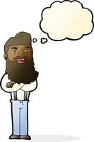 cartoon happy man with beard with thought bubble vector