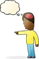 cartoon clever man pointing with thought bubble vector