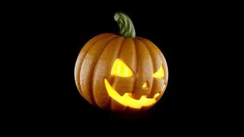 Halloween yellow pumpkin with flashing eyes 3d render loop animation video