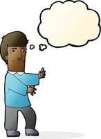 cartoon grumpy man with thought bubble vector