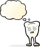 cartoon yellowing  tooth with thought bubble vector