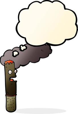 cartoon cigar with thought bubble