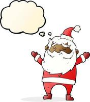 cartoon happy santa claus with thought bubble vector