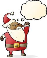 cartoon santa claus punching air with thought bubble vector