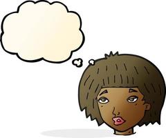 cartoon bored looking woman with thought bubble vector