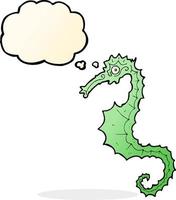 cartoon sea horse with thought bubble vector